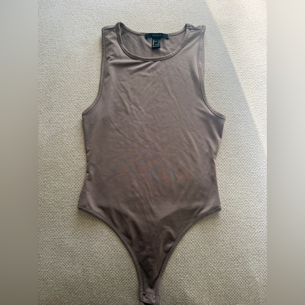 Forever 21 Taupe Square Neck Bodysuit